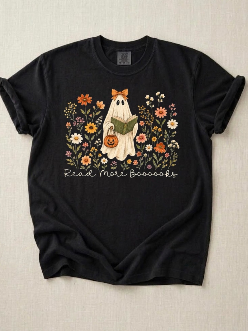 Read More Boooooks Ghost Cottagecore Autumn Comfort Colors Graphic Tee